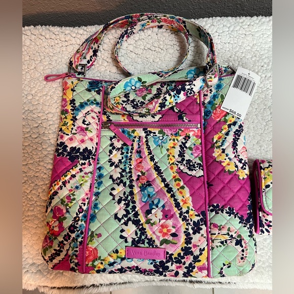 Vera Bradley Iconic Hipster NWT and Riley Wallet NWOT Wildflower Paisley SET - Picture 3 of 3